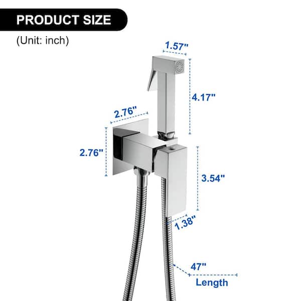 FLG Single-Handle Wall Mount Bidet Faucet with Handle Brass Bathroom Toilet Bided Sprayer with Hot Water in Polished Chrome