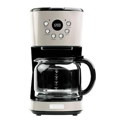 Dorset/Cotswold 12-Cup Putty Retro Style Coffee Maker Programmable with Strength Control and Timer