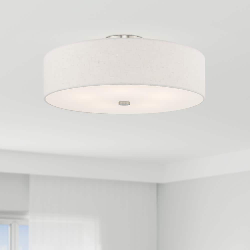Contemporary Indoor/Outdoor 5-Light Brushed Nickel Drum Ceiling Fixture