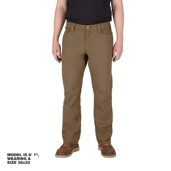 Milwaukee Men's 32 in. x 32 in. Khaki Cotton/Polyester Work Pants with 7 Pockets