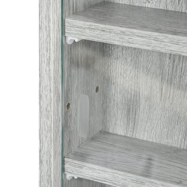 5-Tier Grey Wall-Mounted Display Cabinet Decorative Box, Glass