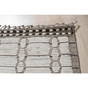 Ivory 7 ft. 9 in. x 9 ft. 3 in. Hand-Knotted Wool Moroccan Berber Moroccan Area Rug