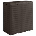 32.7 in. W x 18.7 in. D x 34.3 in. H Dual Resin Brown Hideaway with Lid and Drip Tray Trash Can Storage