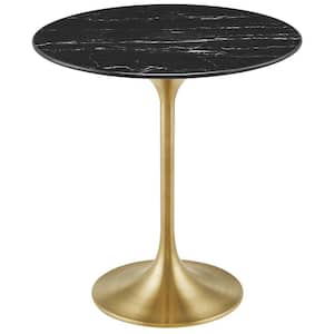 Lippa 20 in. Round Artificial Marble Side Table in Gold Black