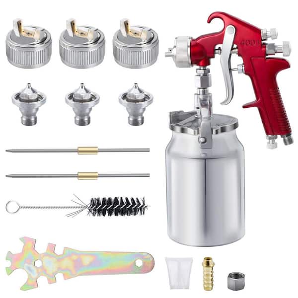 Pneumatic 1.3 mm to 2.0 mm Tips Siphon Feed HVLP Spray Gun with 1000 cc Stainless Steel Cup, 3 Tips and Spanner