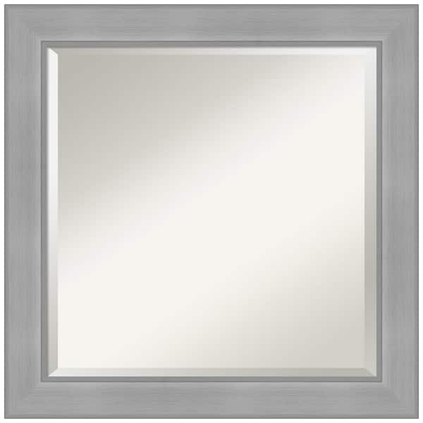 Amanti Art Medium Square Vista Brushed Nickel Beveled Glass Modern Mirror (24.5 in. H x 24.5 in. W)