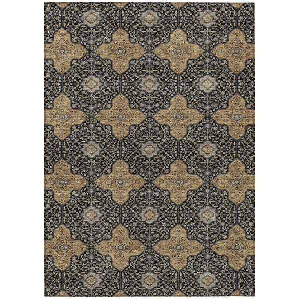 Chantille Machine Washable Indoor/Outdoor Abstract ACN2410 Black 9 ft. x 12 ft. Area Rug