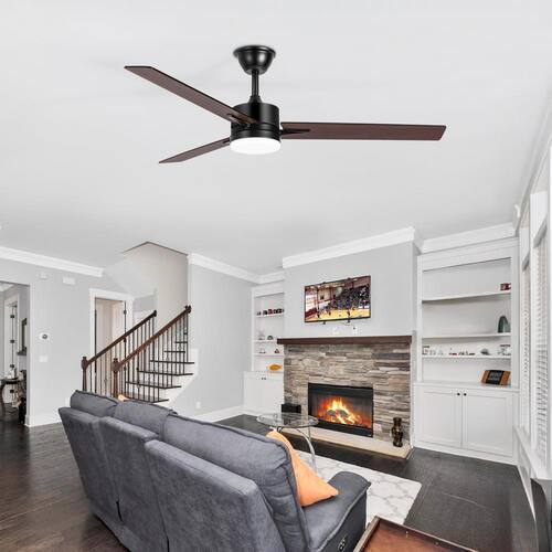 Vladimir 52 in. Integrated LED Indoor Black Ceiling Fan with Light and Remote Control Included Lighting