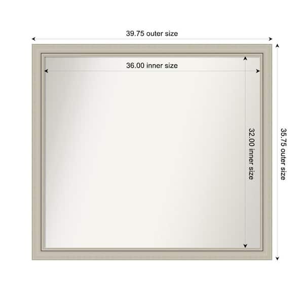 Amanti Art Romano Silver Narrow 39.75 in. x 35.75 in. Custom Non-Beveled Wood Framed Bathroom Vanity Wall Mirror