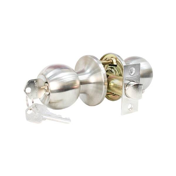 Premier Lock Stainless Steel Entry Door Knob with 6 KW1 Keys (3Pack