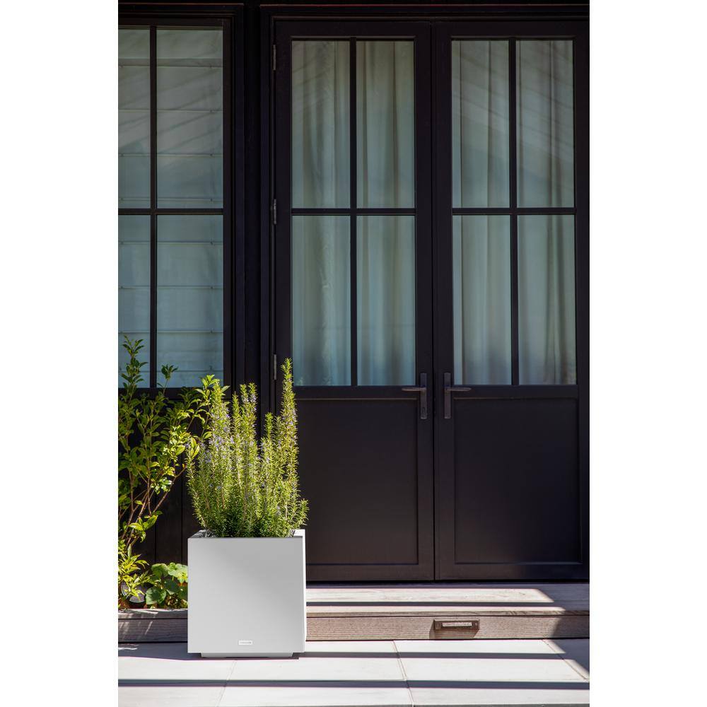 White 18" Square Modern Plastic Planter