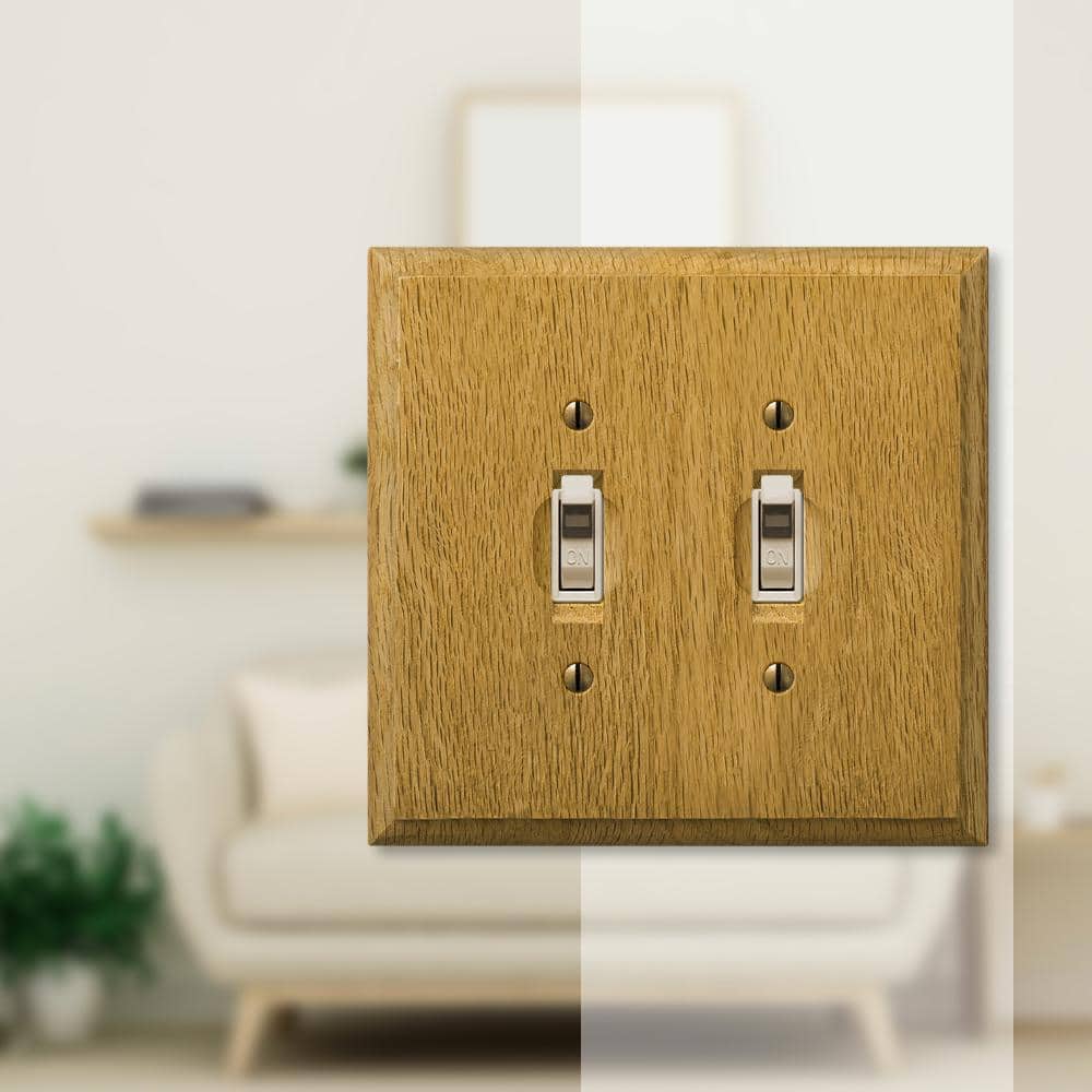 Light Oak Double Toggle Wood Wallplate