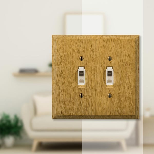Carson 2-Gang Light Oak Toggle Wood Wall Plate