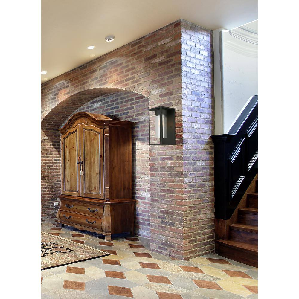 Walker Hill Matte Black Cylinder LED Sconce with Clear Glass