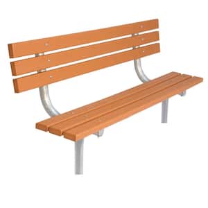 6 ft. Cedar Commercial Park In-Ground Recycled Plastic Bench with Back