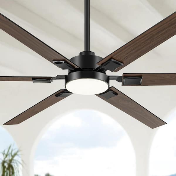 Archer 72 in. Integrated LED Indoor Matte Black Windmill Ceiling Fan with Light and Remote Control Included