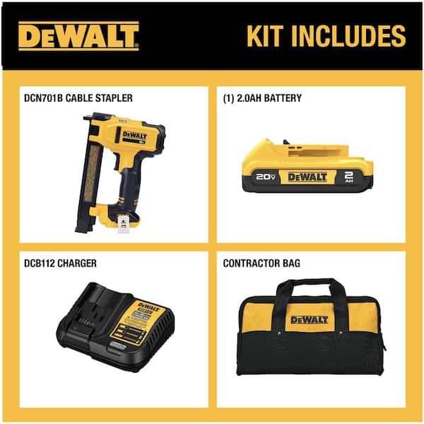 20-Volt MAX Lithium-Ion Cordless Cable Stapler with (2) 2. 0Ah Batteries Charger and Bag