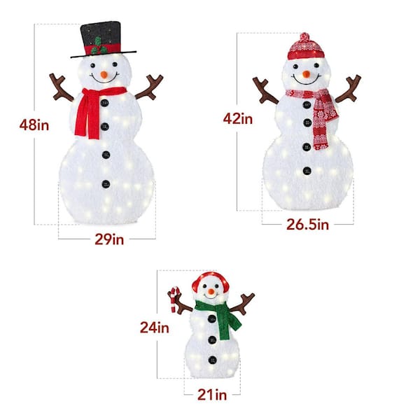 Best Choice Products 48 in. White LED 3-Piece 2D Lighted Snowman