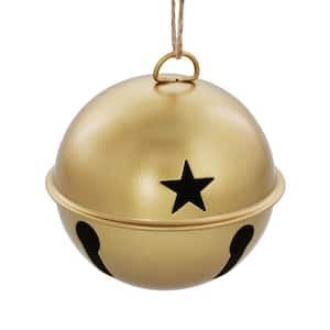 3.35 in. Burnished Gold Metal Jingle Bell Christmas Ornament (6-Pack)