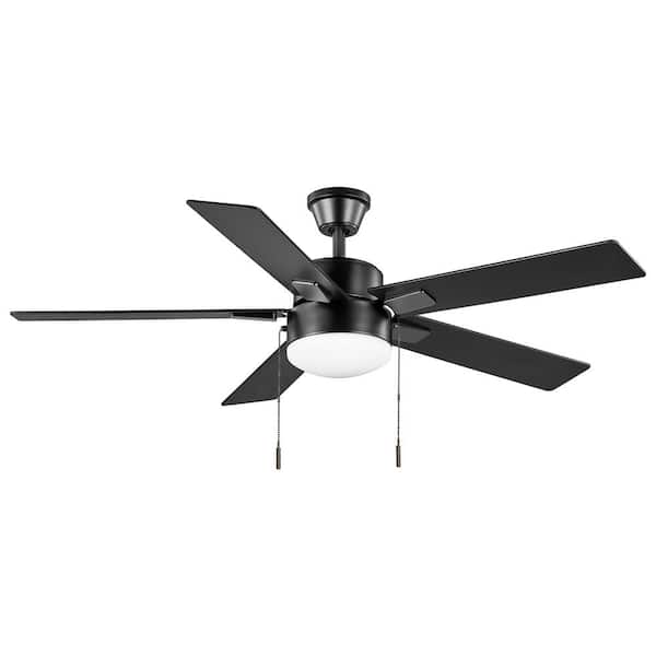Photo 1 of 52 in. Corwin Indoor/Outdoor Matte Black LED Ceiling Fan with Light Kit