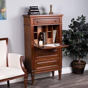 Wordsworth 27.75 in. W Rectangular Medium Brown Wood 5 Drawer Secretary