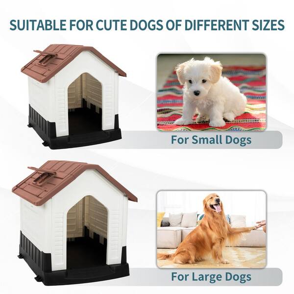 EdenBranch Small Plastic Dog House - Brown and White 743001B - The ...