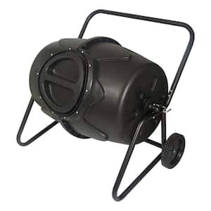 Koolscapes Wheeled Tumbling Composter 50 Gal. (160L) Black Rotating Outdoor Compost Bin with Wheels