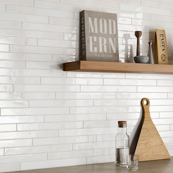 Scottsdale White 2 in. x 18 in. Porcelain Floor and Wall Tile (7.42 sq. ft. /Case)