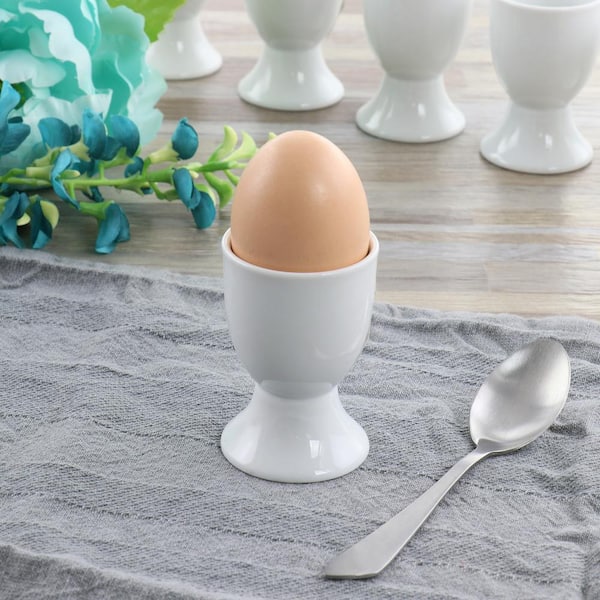 Double Soft Boiled Egg Cup With Attached Plate, Ceramic Egg Cup Set for Two  Eggs 