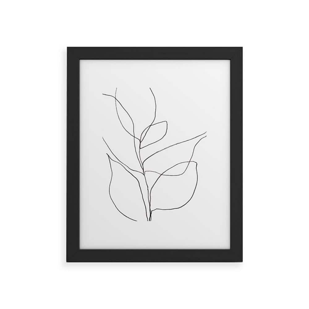 DenyDesigns. Galleryj9 Minimalist Line Art Plant Drawing Framed Abstract Art Print 24inX36 in., White