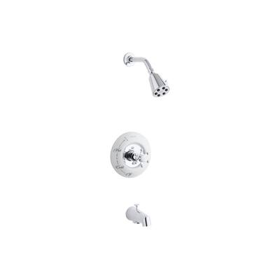 Antique Single-Handle 1-Spray 2.5 GPM Tub and Shower Faucet with 6-Prong Handle in Polished Chrome (Valve Not Included)