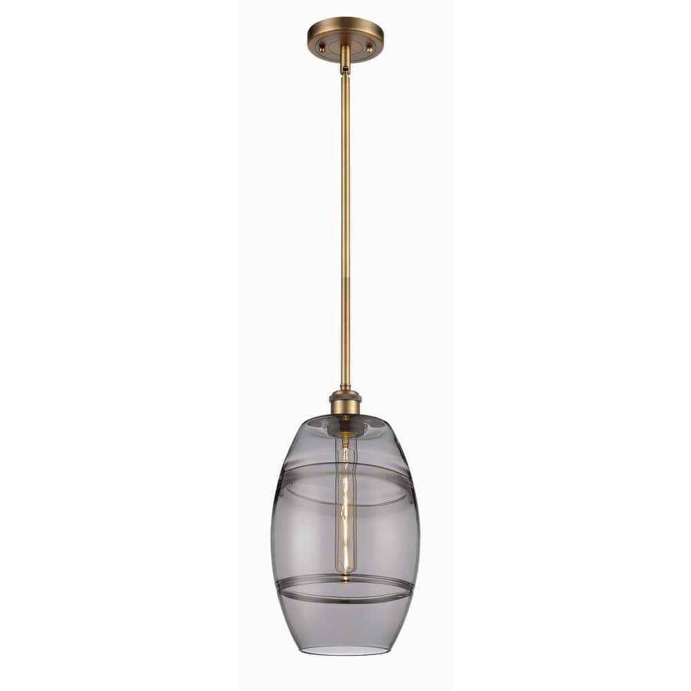 Vaz 100-Watt 1-Light Brushed Brass Standard Mini Pendant Light with Painted Glass Shade, No Bulbs Included price history on PriceWatchPro