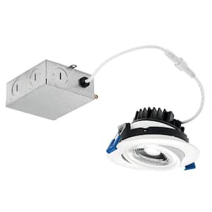 Direct-to-Ceiling 4 in. Round Gimbal White 2700K Integrated LED Canless Recessed Light Kit