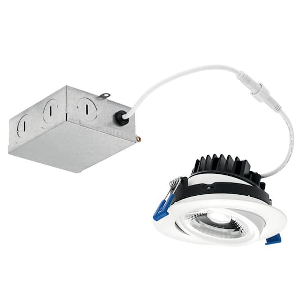 KICHLER Direct-to-Ceiling Integrated LED 4 in. Round Canless Recessed Light for Kitchen Gimbal White 3000K (1-Pack)