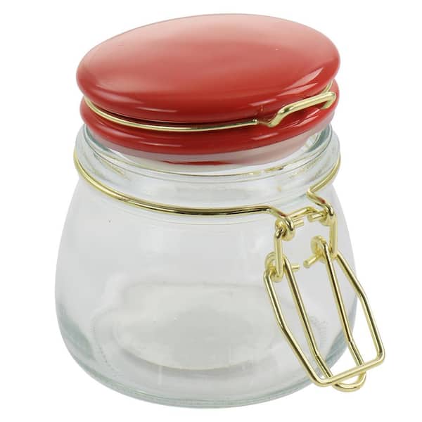5 oz Round Glass Nostalgic Mason Jar - with Clamp Lid - 3 1/4 x 3 1/4 x 2  3/4 - 10 count box