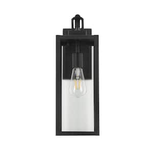 1-Light Matte Black Aluminum not Motion Sensing Outdoor HardWired Wall Sconce with No Bulb Included