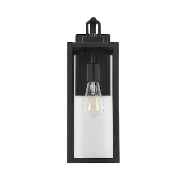 Jushua 1-Light Matte Black Aluminum not Motion Sensing Outdoor HardWired Wall Sconce with No Bulb Included