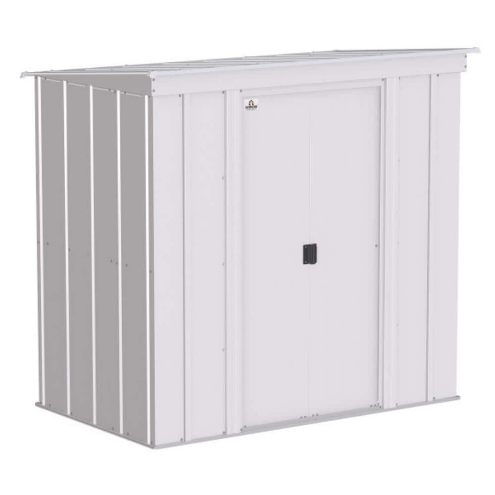 Arrow Classic 6 ft. W x 4 ft. D Flute Grey Metal Shed 21 sq. ft ...