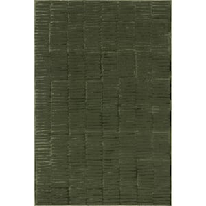 Kailani Geometric Machine Washable Green 6 ft. Modern Round Rug