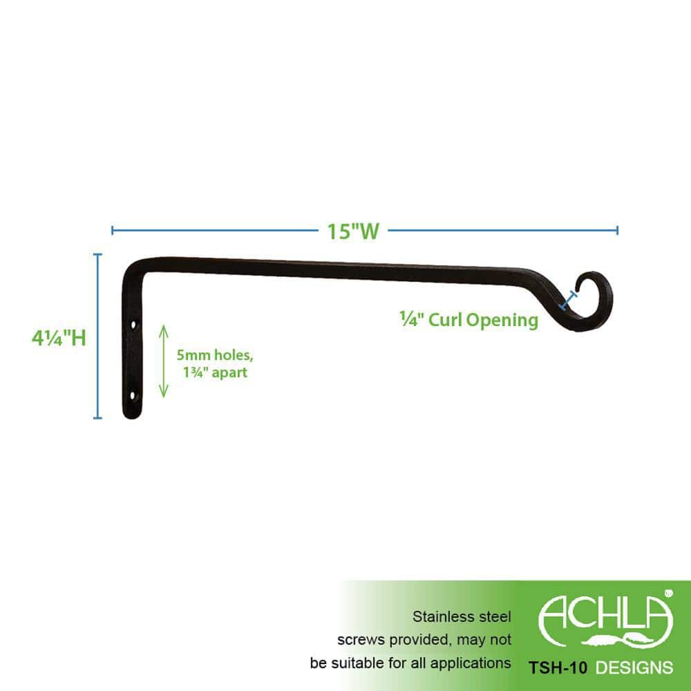 Black Wrought Iron 15-Inch Decorative Wall Brackets