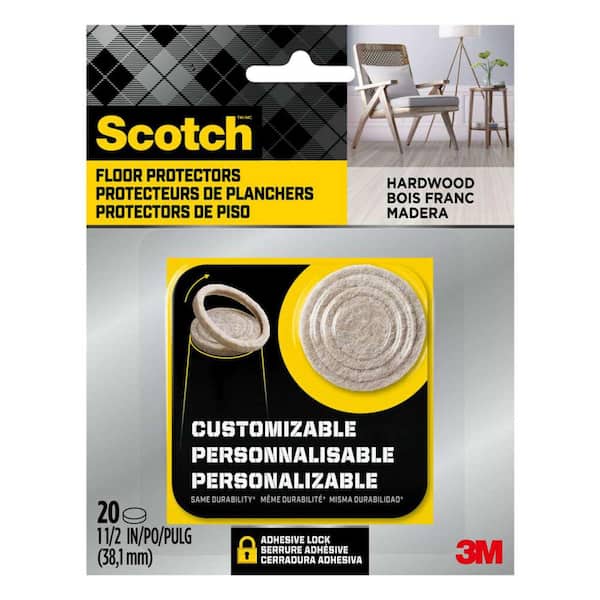 Scotch 1.5 in.Beige Custom Fit Felt Pads, 20 ct