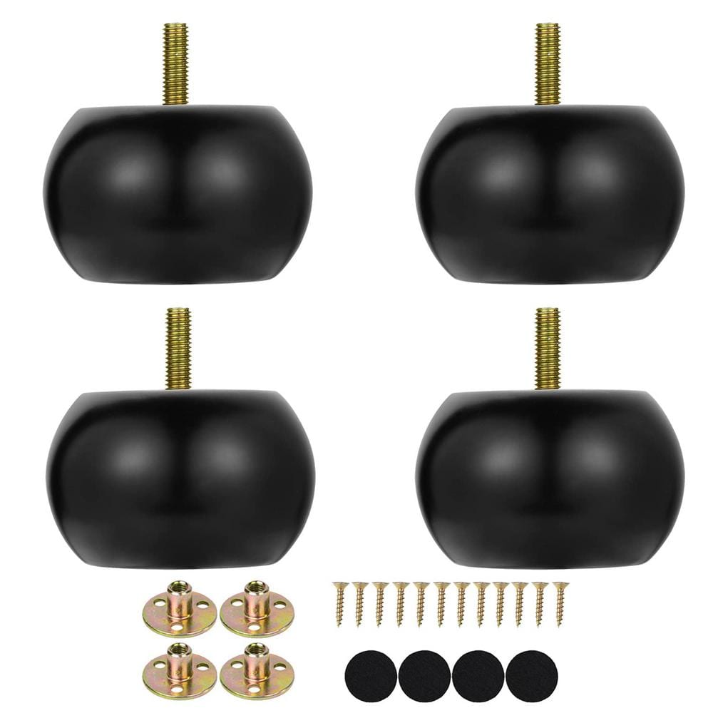 2 in. Solid Hardwood Bun Feet for Furniture Legs with Predrilled M8 Bolt, B