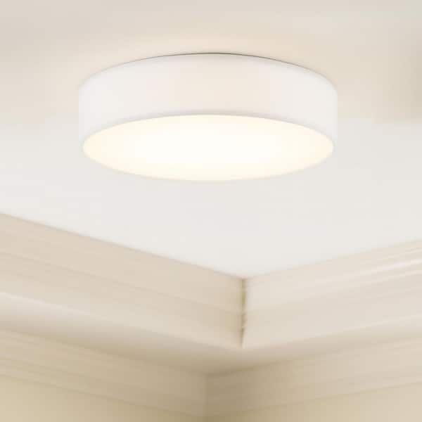 Ashland 16 in. 1-Light LED Semi-Flush Mount with White Acrylic Shade