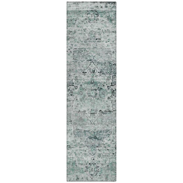 Chantille Machine Washable Indoor/Outdoor Abstract ACN1832 Teal 2 ft. 3 in. x 7 ft. 6 in. Runner Rug