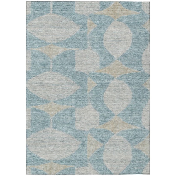 Chantille Machine Washable Indoor/Outdoor Abstract ACN3060 Teal 3 ft. x 5 ft. Area Rug