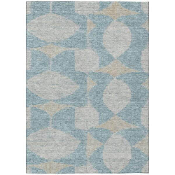 Chantille Machine Washable Indoor/Outdoor Abstract ACN3060 Teal 5 ft. x 7 ft. 6 in. Area Rug