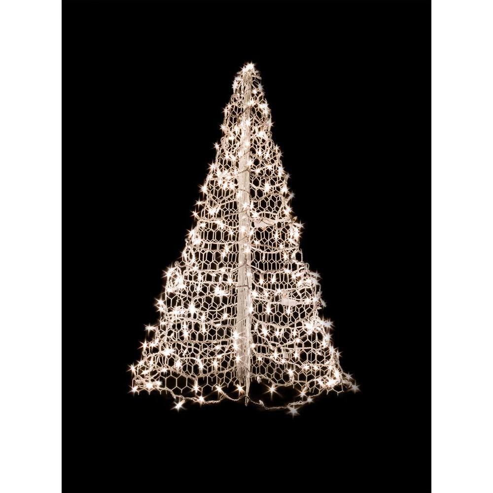2022 Christmas Stell Steam Crab Pot Trees 5 Ft. Indoor/Outdoor Pre-Lit Incandescent Artificial  Christmas Tree With White Frame And 350 Clear Lights W5W