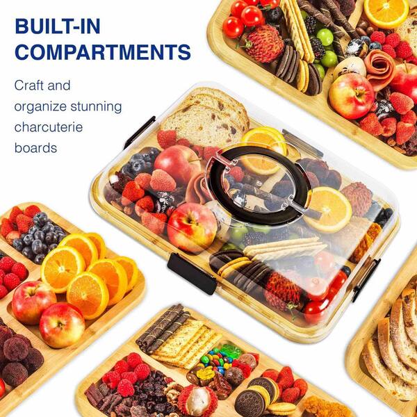 Wudkey 14.5 in. Travel Portable Charcuterie Box Bamboo Cheese
