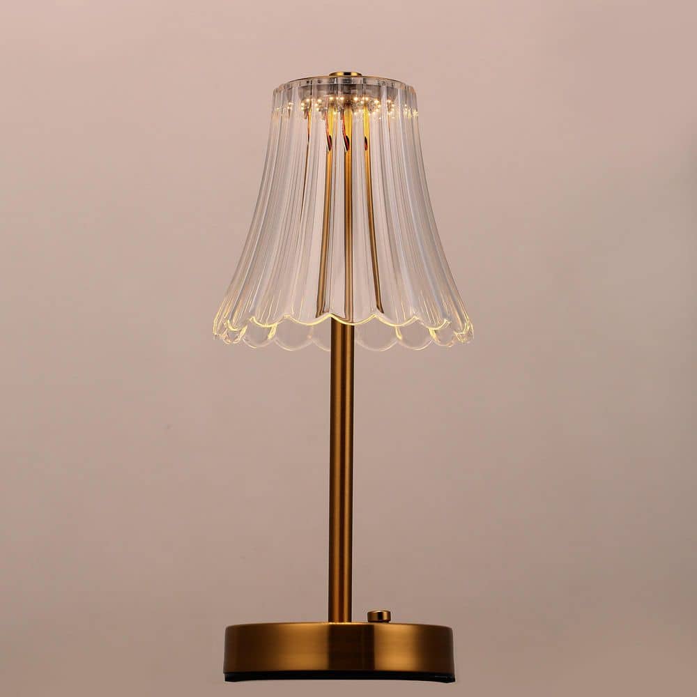 11 in. Modern I-Shaped Table Task and Reading Lamp with Integrated LED, Skirted Gold Copper Finish, Ideal for Bedroom price history on PriceWatchPro