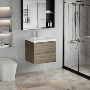 Achilles 30 in. W x 20 in. D x 22.5 in. H Single Sink Floating Bath Vanity in Ash Grey with White Resin Top